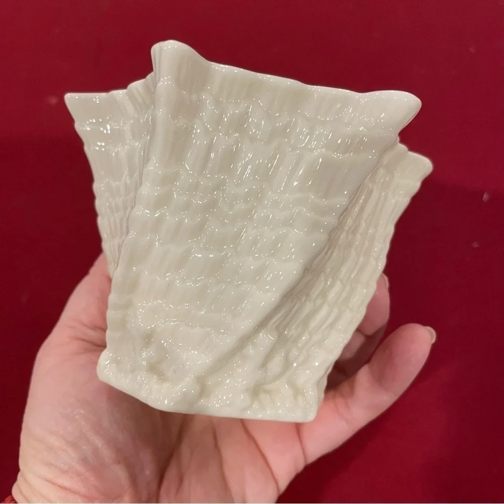 Beautiful antique Belleek Irish porcelain trinket dish or vase home decor